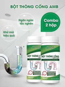 Combo 2 lọ bột thông cống AMB bột thông bồn cầu bồn rửa bát tắc cống siêu mạnh hiệu quả an toàn