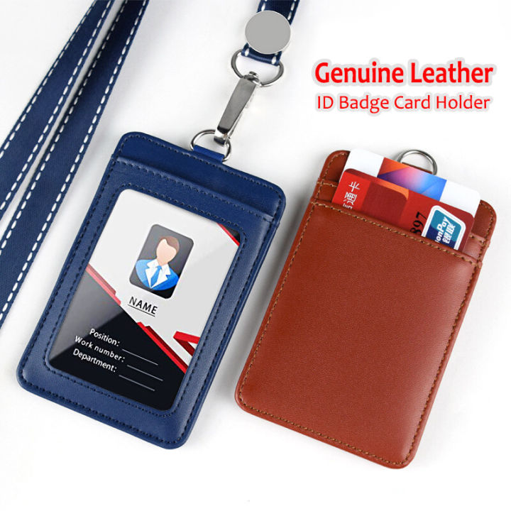 Leather Staff Office Worker Badge Card Holder Business Work Permit Name ...