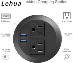 Type-C Recessed Power Strip With 20W PD Fast Charging – Hidden Outlet For Conference Tables & Desks
