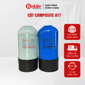 Vỏ cột lọc nước Composite 817 Euolux xử lý nước giếng khoan nước máy gia đình (Tặng kèm trõ)