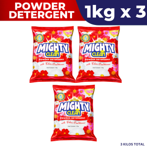 3 KILOS Mighty Clean Detergent Powder Premium Petal Bloom - Powder (RED) - SET 3 KILOS (1 KILO X 3 POUCHES)