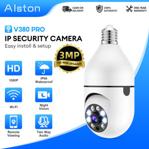 Alston V380 PRO Smart Bulb Security Camera 1080P HD 3MP WiFi IP66 Waterproof with Two-Way Audio & Digital Zoom