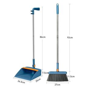 2-in-1 Broom Set for Bedroom Dustpan Rotatable Head Wind Proof No Gaps Easy Reach Deep Cleaning Save Time Effort