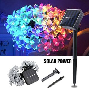 Solar String Lights Waterproof Outdoor Cherry Blossom Multicolor Fairy Lights Auto On Off Garden Patio Wedding Christmas Decor
