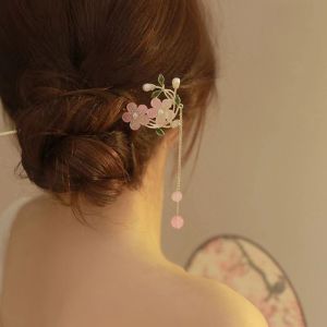 LANGJ สำหรับผู้หญิง เครื่องประดับผมเด็กผู้หญิง ที่คาดผมโบราณ ไข่มุกไข่มุก ชุดกี่เพ้าของจีน ดอกไม้ประดับดอกไม้ หมวกสไตล์จีน กิ๊บติดผมสไตล์โบราณ แท่งขน Hanfu กิ๊บติดผมโลหะ