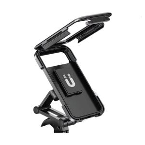 Rainproof Motorcycle Phone Holder Shock Absorbing Design Secure Mechanical Lock Adjustable Height Base Universal Fit For 7Inch Screens