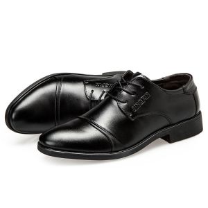 Mens Genuine Leather Formal Shoes Bright Leather Wedding Casual Lace up with round Toe Oxford Outsole for Office School  Party