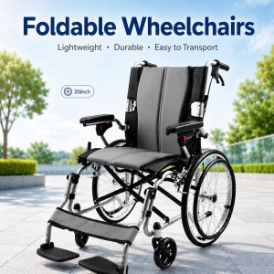 Foldable Wheelchairs Portable Travel 20" Lightweight Wheelchairs For Elder Disabled