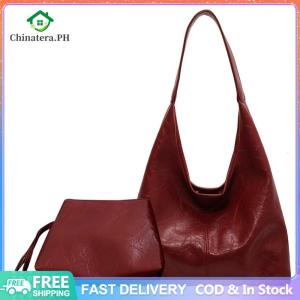 Women Leather Shoulder Bag Versatile PU Tote Bag Casual 2pcs Shoulder Bag and Handbag Set Satchel Hobo Bag Commuting Bag