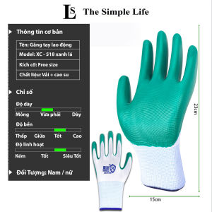 Combo 6 đôi găng tay lao động phủ cao su vàng xanh găng tay làm vườn chống trượt bao tay lao động