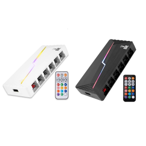 อะแดปเตอร์ฮับพัดลมพอร์ต12คู่สำหรับติดตั้งในอุปกรณ์หลากหลาย5V 3Pin Argh + 4Pin PWMs ตัวกันกระแทกตัวควบคุมเอบีเอส