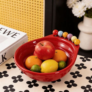 Allieuka Serving Tray Fruit Plate Irregular Bowl Design Multipurpose Snack Dessert Tray With Fork Tahan Lama Rumah Tangga Tableware