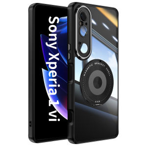 Built-in Lens Protector for Sony Xperia 1 10 Mark VI Casing Transparent Hard PC Back Stand Phone Case Cover