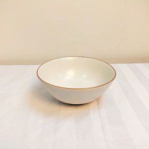 ถ้วยเซรามิค ชามมินิมอล จานหรู มี 4 ขนาด (6-10 นิ้ว) สีครีมเรียบขอบทอง ทนทาน เข้าไมโครเวฟได้