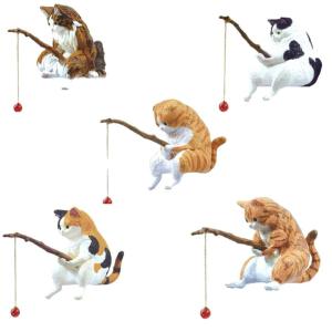 Aquarium Figurines Decorations Miniature Animal Ornaments Set Small Fishing Cat Landscaping Accessories for Fish Tanks