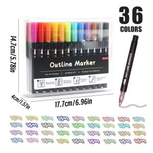 Colors Double Line Contour Metallic Pens Marker Set for DIY Creative Art Projects Crafts & Drawing