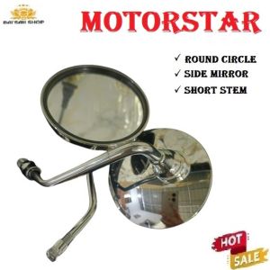 MOTORSTAR CAFE 400 CIRCLE SIDE MIRROR MOTORCYCLE ROUND TYPE SHORT STEM HIGH QUALITY ACESSORIES