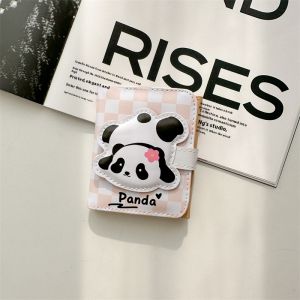 EchoBliss  กระเป๋าสตางค์พับสามครั้งPUน่ารักแบบแพนด้าพร้อมช่องใส่บัตรและกระเป๋าเหรียญสำหรับนักเรียน