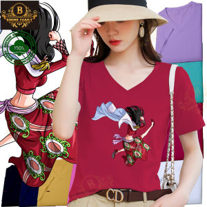 High quality cotton anime v neck t shirt for women plus size ZGV009