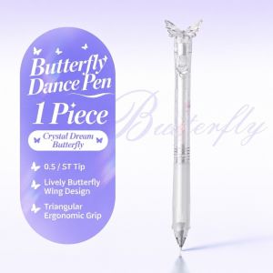 NEXTYOO Có thể thu gọn Bút hình bướm cánh lấp lánh. 05mm Viết mượt mà Bút gel Quà tặng Thùng trong suốt Bút mực đen Đồ dùng học tập