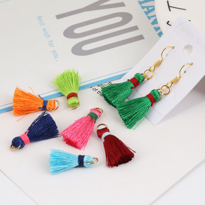 20pcs/Bag Polyester Trim Fringe Tassel Earrings Silk Satin Tassel