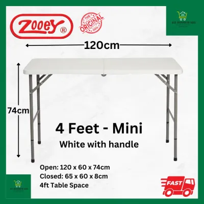 Zooey Heavy-Duty Portable Folding Table 4ft/6ft for Camping Picnic Outdoor - Waterproof Durable Easy-Carry