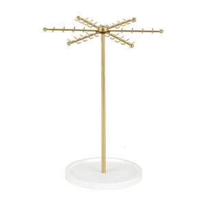 Space Saving 48 Hook Rotating Organizers Gold Metal Holder For Necklace Earring Storage Decorative Home Decors Accessory