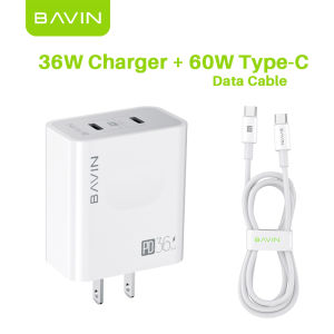 BAVIN PC859 Super Fast Charging 36W Dual Port PD + QC3.0 w/ 1 Meter Data Cable Widely for Laptop Supports / iPh 17