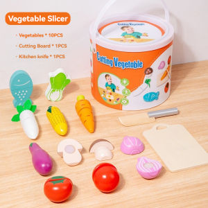 Wooden Food Fruit & Vagetable Cutting Set Food Chopping Wooden Toys