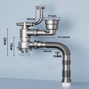 NOBLELYN Bát đơn/đôi Bộ ống thoát nước bồn rửa Dễ dàng lắp đặt Nhựa Ống thay thế cống thoát nước  Tiết kiệm không gian Bộ lọc khử mùi Nhà bếp
