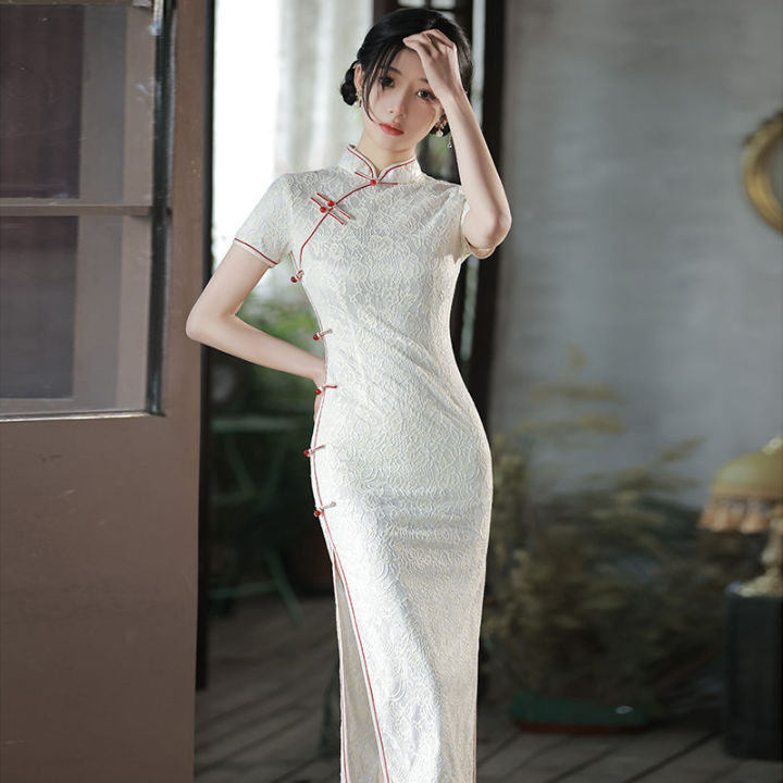 White cheongsam hot sale