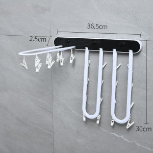 Household Drying Racks Socks Multi-Clips Punch-Free Hanging on The Wall Wall Hanging Folding Balcony Bathroom Drying Rack Folding Clothes Hook Holder Dryer Drying Hanging Rack Laundry Hanger