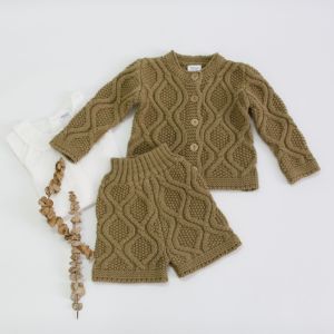 Autumn Winter Baby Knitted Twist Suit Children Clothing Boys Girls Baby Knit Sweater Cardigan + Shorts Suit Baby Clothes Suit