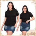 NAKD FASHION EUNISE PLUS SIZE BASIC DAILY CASUAL ROUND NECK KNITTED BLOUSE TOP FOR WOMEN L-2XL 5082. 