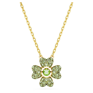 💖Swarovski💖Idyllia Clover Green Diamond Pendant Necklace S925 Sterling Silver Womens Fashion Necklace Hypoallergenic Non-allergenic Valentines Day Gift Birthday Gift for Girlfriend Bestie
