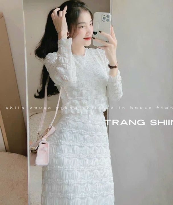 Set ren trắng áo crotop tay ngắn cái nút phối chân váy midi ôm body, set  đầm váy nữ áo kiểu mix chân váy suông dài DX | Shopee Việt Nam