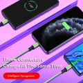 [silicone] 3-in-1 charging cable for Micro/Phone/Type-C fast charging data cable USB charging cable. 