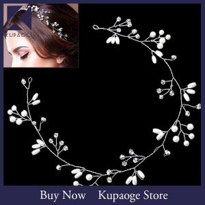 [Kupaoge] งานแต่งงานหรูหราเจ้าสาว Rhinestone faux headband Tiara หูฟังผม
