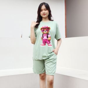 GS - Setalan Wanita Teddy Pink // Setelan Wanita 24s Teddy Pink