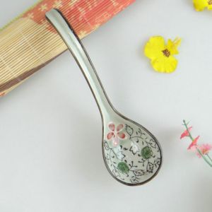 SOLARAEG Adults Stirring Mixing Japanese Style Ceramic Dinnerware Tableware Soup Spoons Kitchen Utensil Cutlery