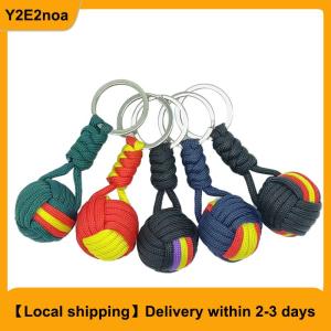 【Local shipping】 Parachute Woven Rope Ball Keychain Lanyard Key Ring Monkey Fist Key Chains Outdoors Survival Tool Jewelry