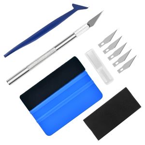 10pcs/set Professional Vinyl Wrap Tools Kit ABS Plastic Squeegee Carbon Steel Cutter for Car Window Tinting Paint Protection Membrane