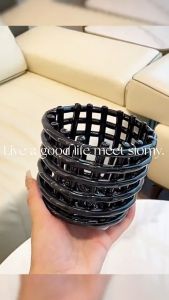 Zendro Creative Plastic Desktop Storage Box Stationery Cosmetic Sundries Organizer Basket Black/White 1Pc