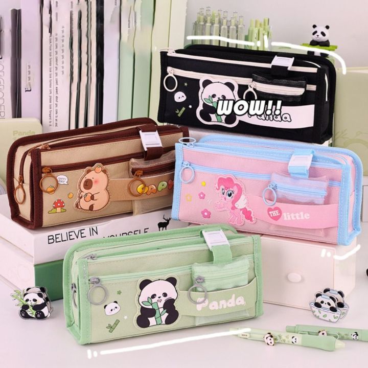 GUQIANFANG86 Vải bố Túi đựng bút Capybara Sức chứa lớn Hộp Bút Chì Gấu ...