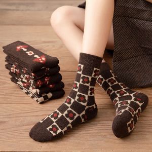 CHARMI Creative Thick Streetwear Mushroom Flower Harajuku Style Wool Mid Tube Socks Fashion Women Socks Apparel Accessories Korean Style Socks