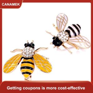 【CANAMEK 】 Women Delicate Little Bee Insect Crystal Rhinestone Pin Brooch Jewelry Accessory