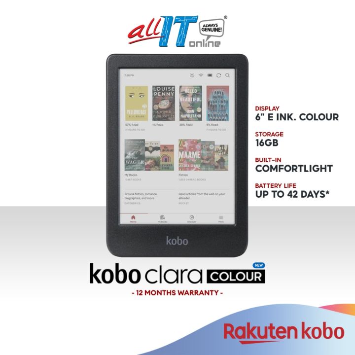 Rakuten Kobo Clara Color eReader 6-Inch Glare-Free Reading Tablet ...