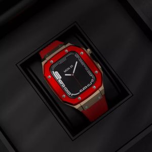 Modification Kit for Apple watch 45mm 44mm Metal Bezel Rubber Strap Accessories for stainless steel strap watch band case