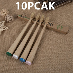 10 Pack Artificia Boar Bristles Natural Bamboo Toothbrush Eco-Friendly Stand Up Biodegradable Bamboo Toothbrush Medium Bristles2026