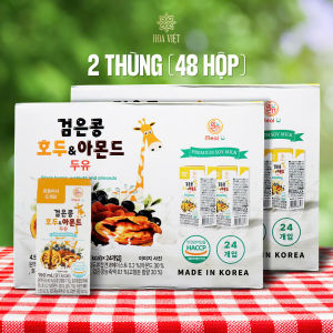 COMBO 2 Thùng 48 hộp  Sữa Óc chó Hạnh nhân Đậu nành đen Hàn Quốc MEALU  48 hộp x190ml